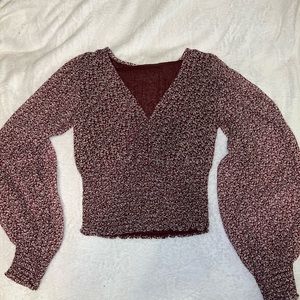 Cute floral maroon blouse long sleeve